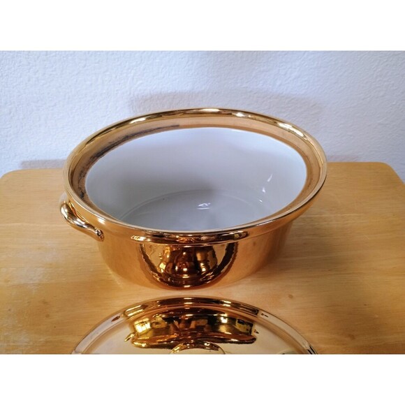 Vintage Hall Golden Glo Gold 2 Quart French Casserole Dish With Lid - Picture 7 of 11